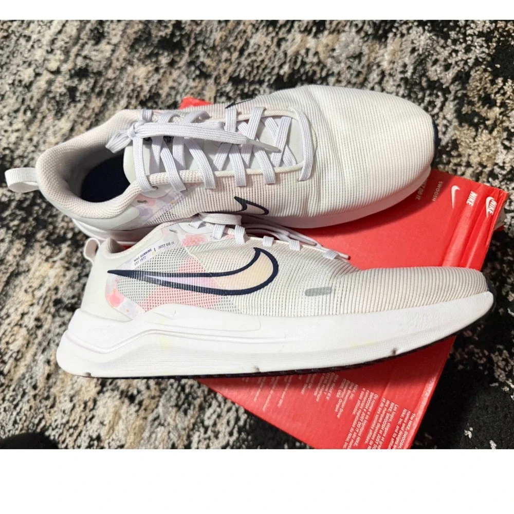 Nike Downshifter 12 Womens Running Shoes White Pink DX7885-100 Size 9 Balletcore
